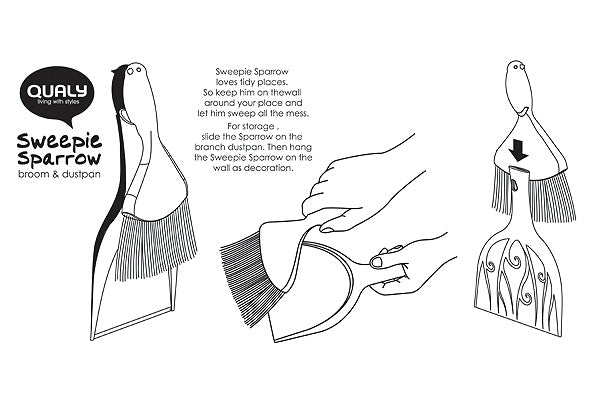 Qualy 高雅小鳥掃把/垃圾鏟套裝