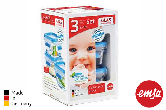 EMSA|三件嬰兒套裝玻璃保鮮盒｜德國製造
