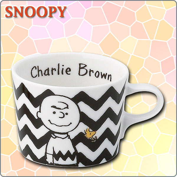 Charlie Brown黑白色調水杯 (水波紋)|日本製造