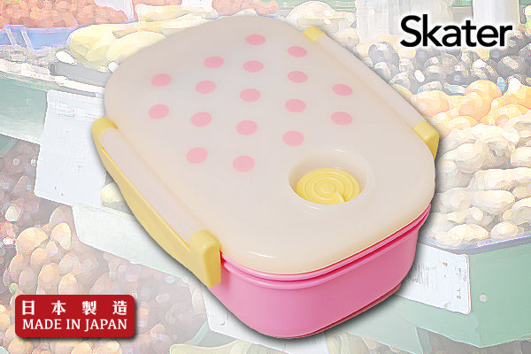 時尚波點雙盒扣真空分格餐盒 (450ml)｜日本製造